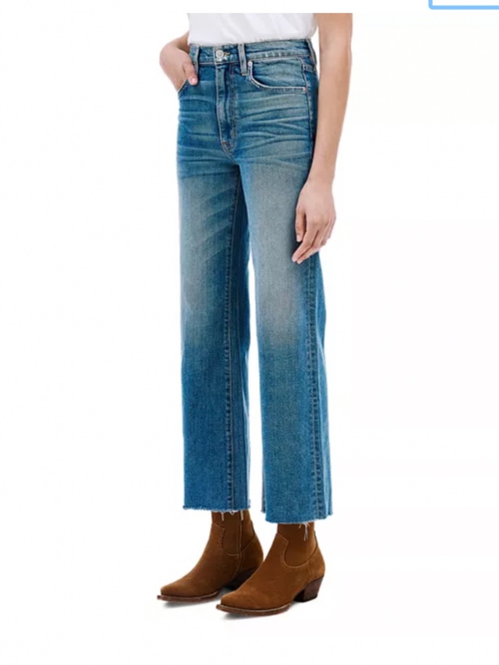 SLVRLAKE Grace High Rise Cropped Wide Jeans in Bluebird